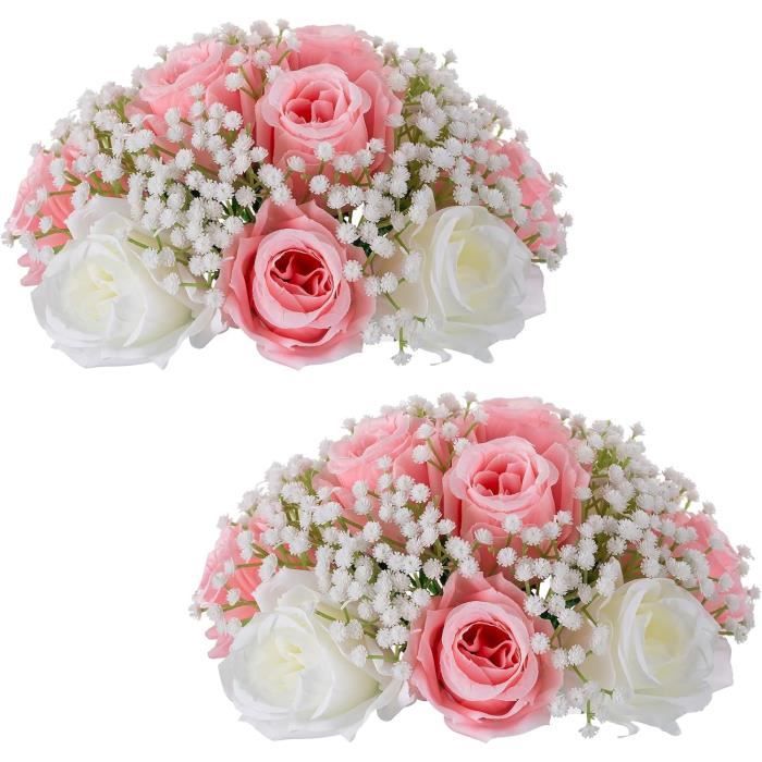Rose Boule Fleur Artificielle Table 2 Pièces Rose Roses Fleurs ...