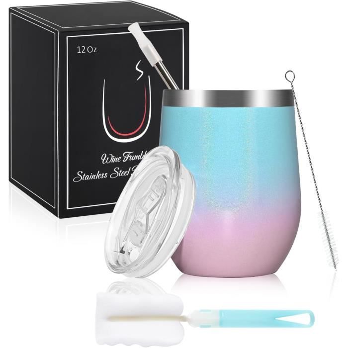 Verre À Vin De Voyage Avec Logo À Double Paroi Sous Vide En Acier Inoxydable Pour Cocktails Cyan