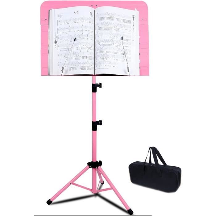Pupitre Partition Métal Pliant | Support Livre Portable | Hauteur Ajustable 37-122cm | Sac Inclus