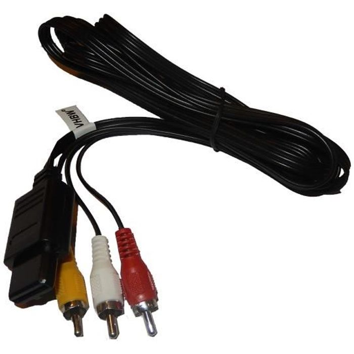 Câble AV pour Nintendo NGC, N64, Nintendo 64, SFC (SNES), Gamecube - Connecteur: 3x RCA, 1x connecteur nintendo - Longueur totale...