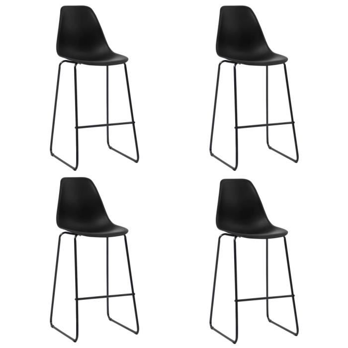 "promo"tabouret haut lmt - chaises de bar lot de 4 noir plastique 23kg