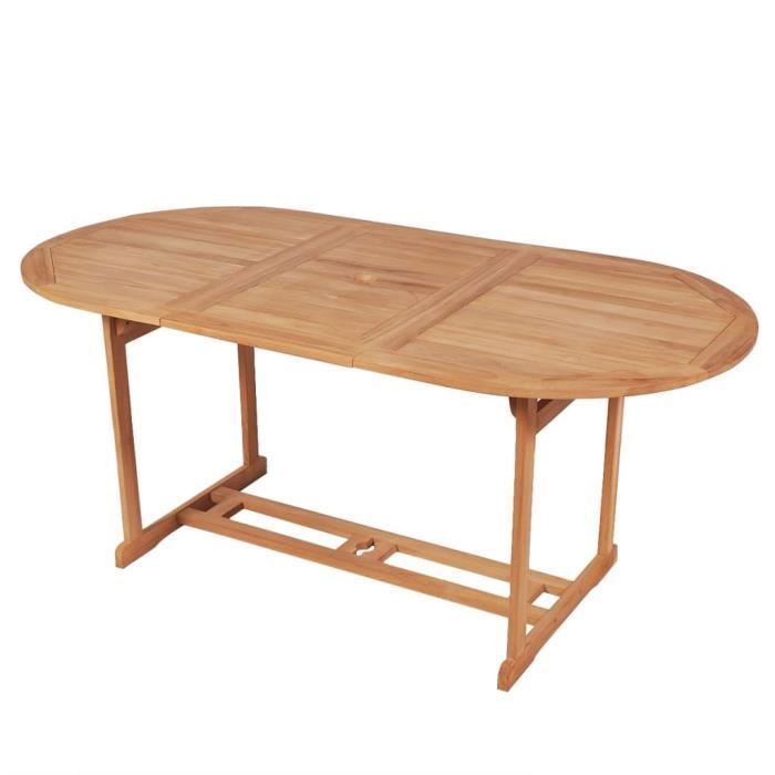 "Top" Table d'extérieur JILI - Table de jardin 180x90x75 cm Bois de teck solide,25 Kg