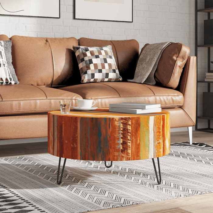 vidaXL Table basse ronde Bois massif de récupération 241626