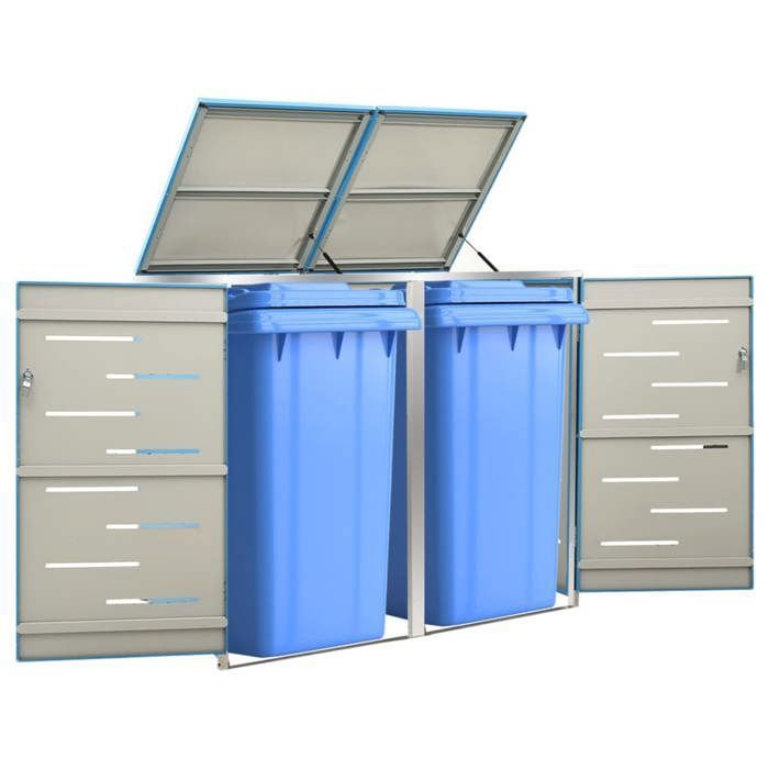 vidaXL Abri pour deux poubelles 138x775x115 cm Inox 149567