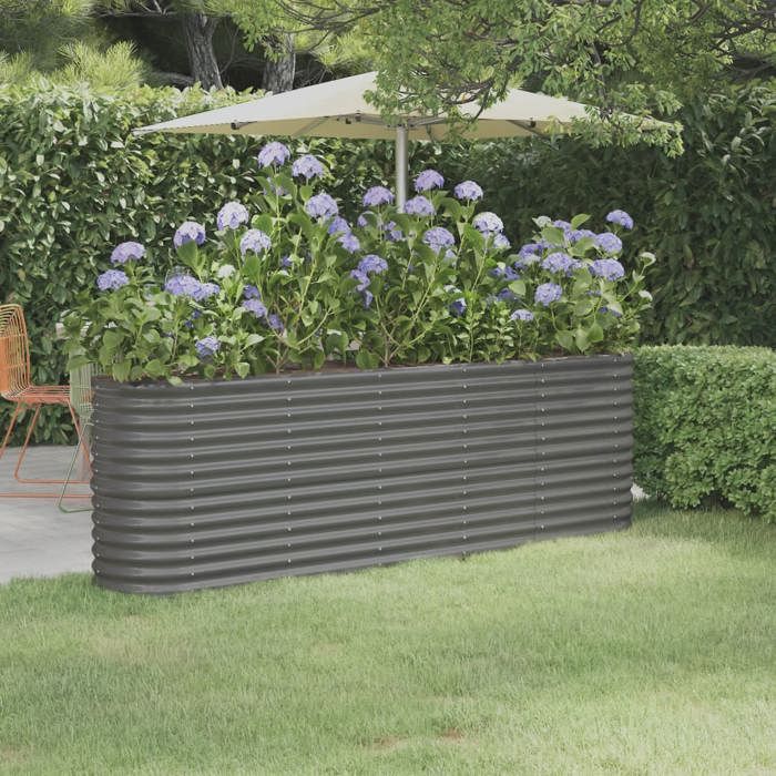 Carre De Jardin Surélevé VidaXL 100x100x36 Cm - Acier Galvanisé Anthracite - Potager Balcon Terrasse