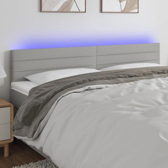 vidaXL Tête de Lit à LED Meuble de Chambre à Coucher Accessoire de Lit Double Tête de Cadre de Lit Intérieur Gris Clair 3121758
