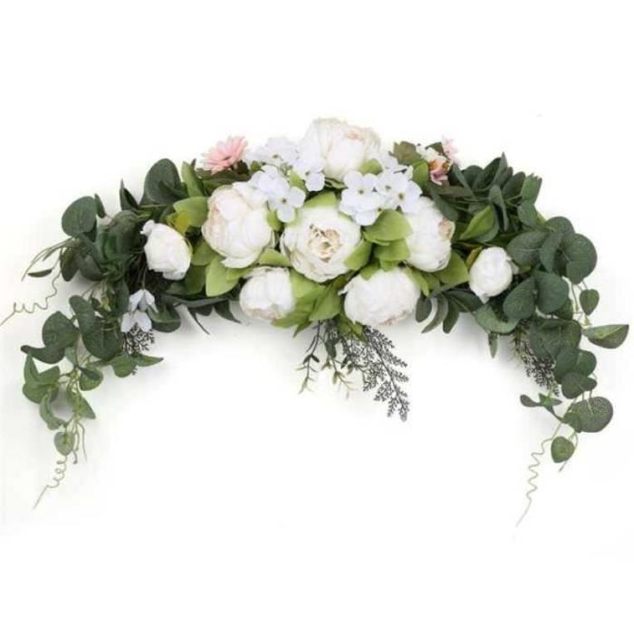 Couronne De Fleurs Artificielles Pivoine - Fait Main, 30 Cm, Pour Porte D'entrée Ou Mur - Décoration