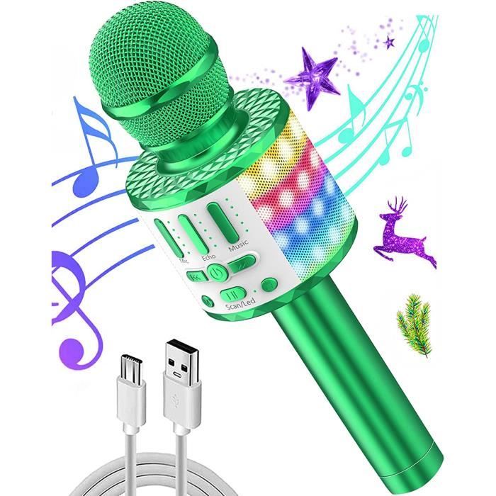 Micro Led Coloré Microphone Karaoké Minecraft Avec Lumière LED - Haut-parleur Bluetooth - Enceinte Portable Pour Enfants Et Fêtes Haut-parleur Bluetooth Karaoké