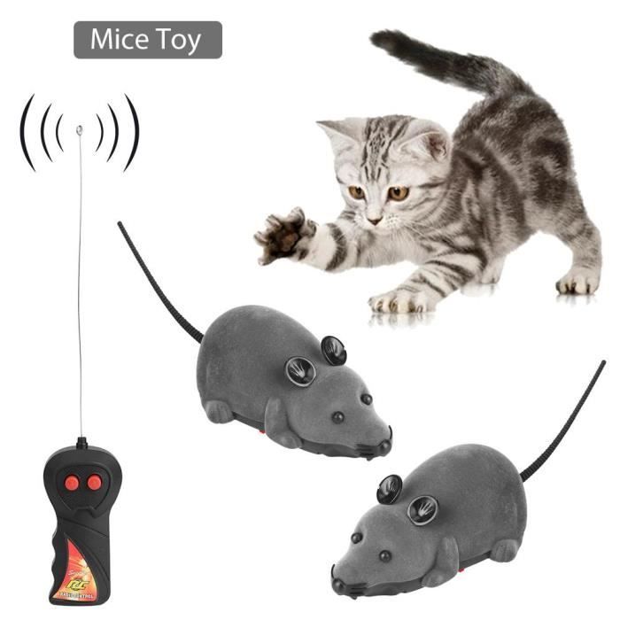 souris sans fil pour chat chien drôle rat nouveauté cadeau jouet pour animaux télécommande - gris-cy