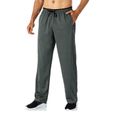 Pantalon de course léger pour hommes, poches zippées, taille élastique, pantalon de survêtement à fond ouvert gris-1
