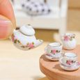 THEIERE,style 1--Théière Miniature en porcelaine, échelle céramique, 11 pièces-ensemble, accessoires de cuisine pour maison de poupé-1