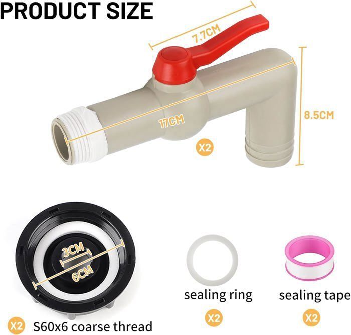 Récupérateur Eau De Pluie Robinet Cuve 1000l Plastique Adaptateur De Réservoir IBC Connecteur à Filetage 1-2, Robinet Cuve 1000L Robinet Recuperateur Bouchon Cuve 1000l Recuperateur D Eau De Pluie