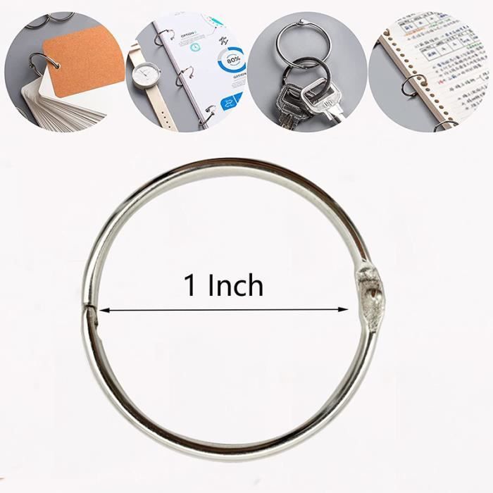 Lot De 60 Anneaux De Classeur Métalliques - 3,1 Cm, 6 Couleurs, Avec Boîte De Rangement, Pour Documents, Cartes