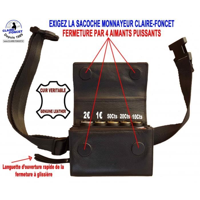 Sacoche Banane Serveur Claire-Foncet - Avec Monnayeur 5 Pièces Euros - Aimants, Polyester