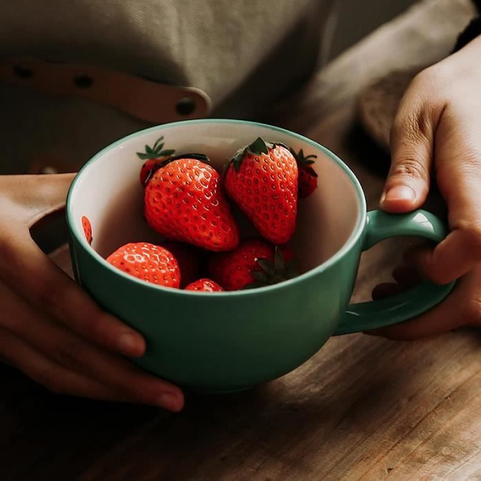 Bol En Porcelaine OnePine 300ml Avec Poignée - Pour Soupe, Dessert, Céréales, Va Au Lave-vaisselle Et Micro-ondes