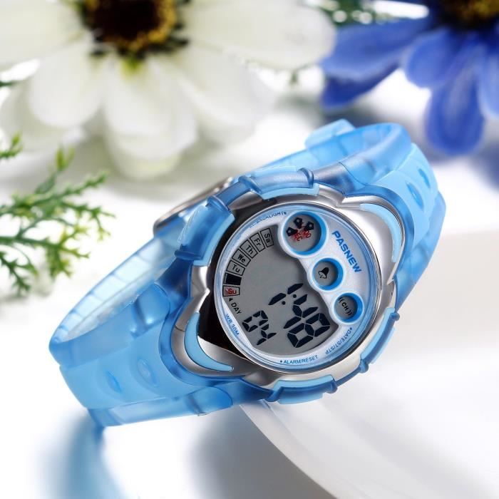 Montre D Enfant Sport Electronique Cadran Chiffre 12 24H Lumineux