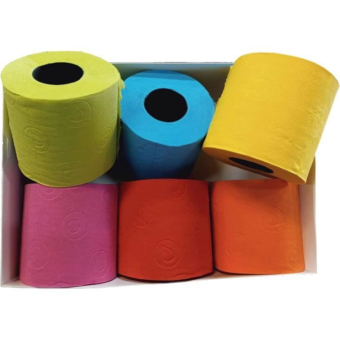 Lot de 6 rouleaux de papier toilette coloré 3 plis Multicolore[80] -  Cdiscount Au quotidien