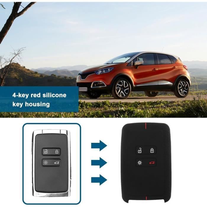 Custodia In Silicone Per Chiave Auto Otayee | Adatta Per Renault Captur, Clio, Megane, Espace, Dacia Sandero | Blu + Portachiavi - 2