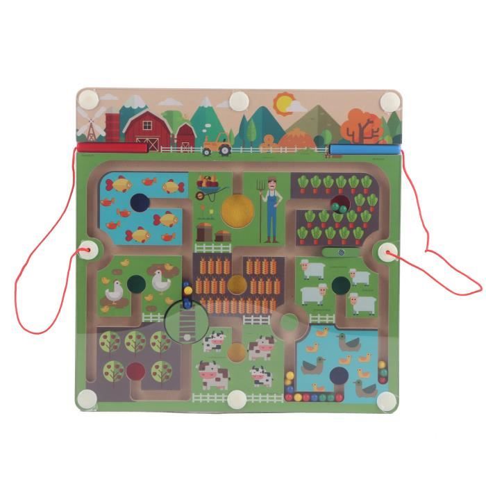 Labyrinthe Magnétique En Bois – Train Et 55 Perles De Couleurs – Apprentissage Chiffres Et Couleurs – Dès 3 Ans – Cadeau Montessori
