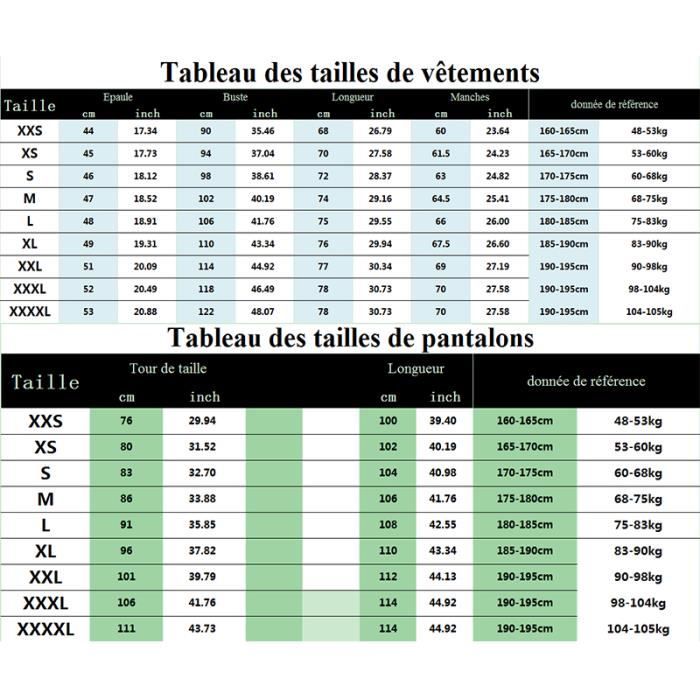 Taille best sale habit homme