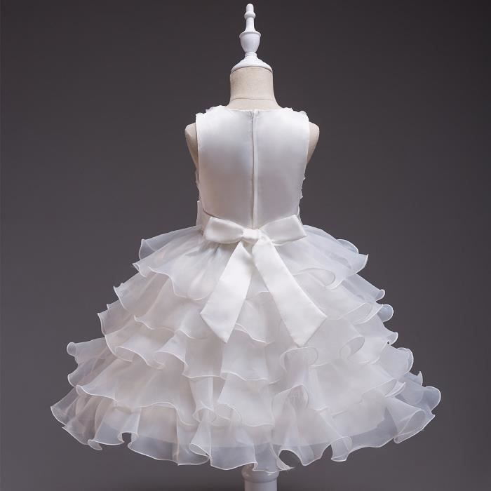 Amzbarley Robe Sans Manches Pour Fille Robe Blanche à Volants Robe