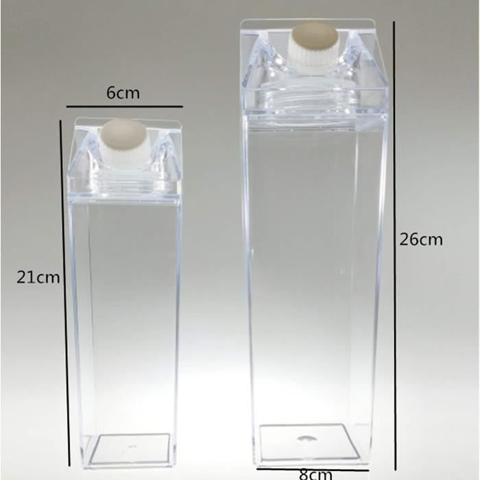 2 bouteilles d'eau en carton transparent de 500 ml, réutilisables