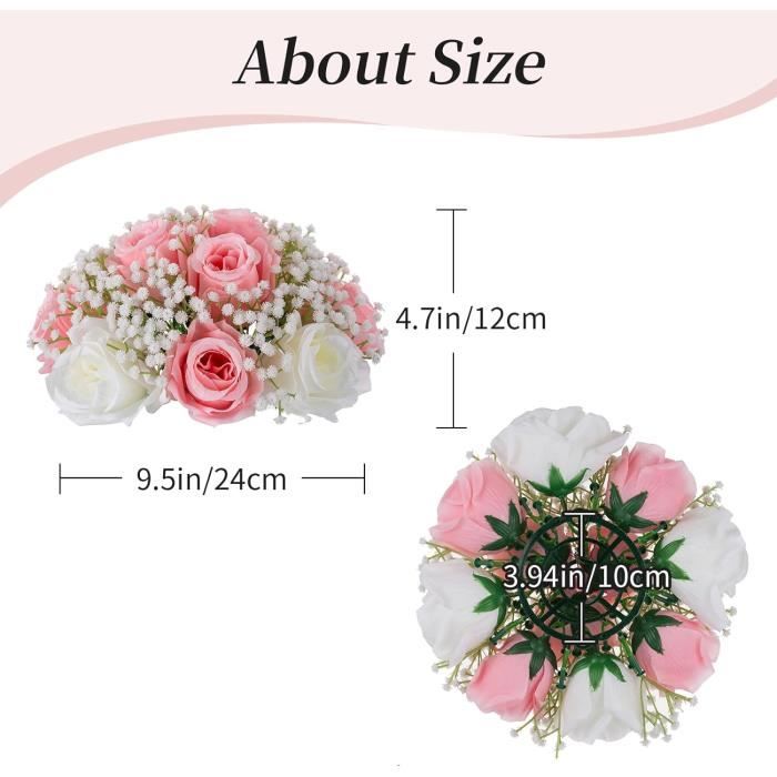 Rose Boule Fleur Artificielle Table 2 Pièces Rose Roses Fleurs ...
