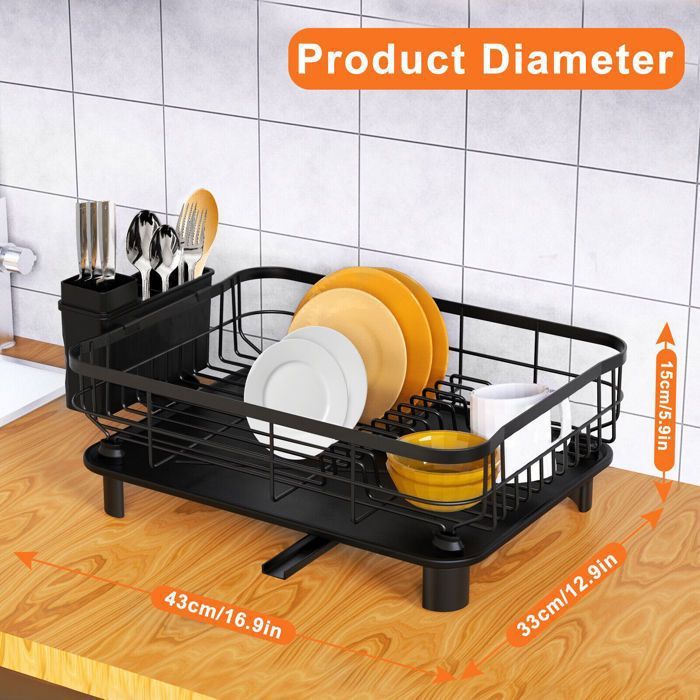 ViWaVee Égouttoir Vaisselle Pliable Inox Noir 43x35cm Amovible ViWaVee Égouttoir Vaisselle Pliable Inox Noir 43x35cm Amovible