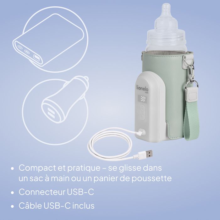 Chauffe-Biberon Portable Sans Fil Ainiupi - Chauffe-Eau Voyage USB Rechargeable 6 Niveaux 5200mAh