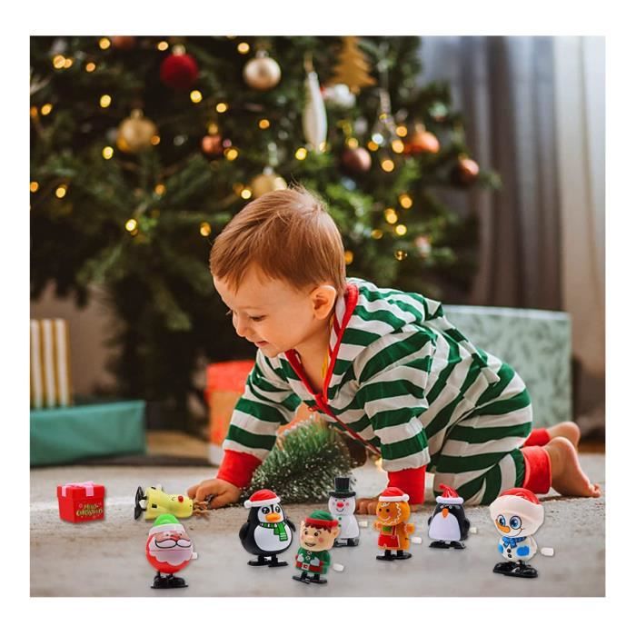 Mini Jouet Mécanique De Noël, Jouets à Remonter De Noël, Bas De Noël, Ensemble De Jeu à Remonter Comprenant Le Père Noël(Aléatoire) - Maison