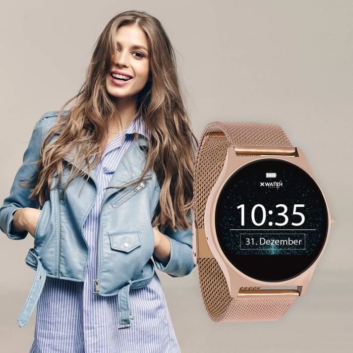 X WATCH Joli XW Pro Montre connect e pour Femme Or Rose Montre