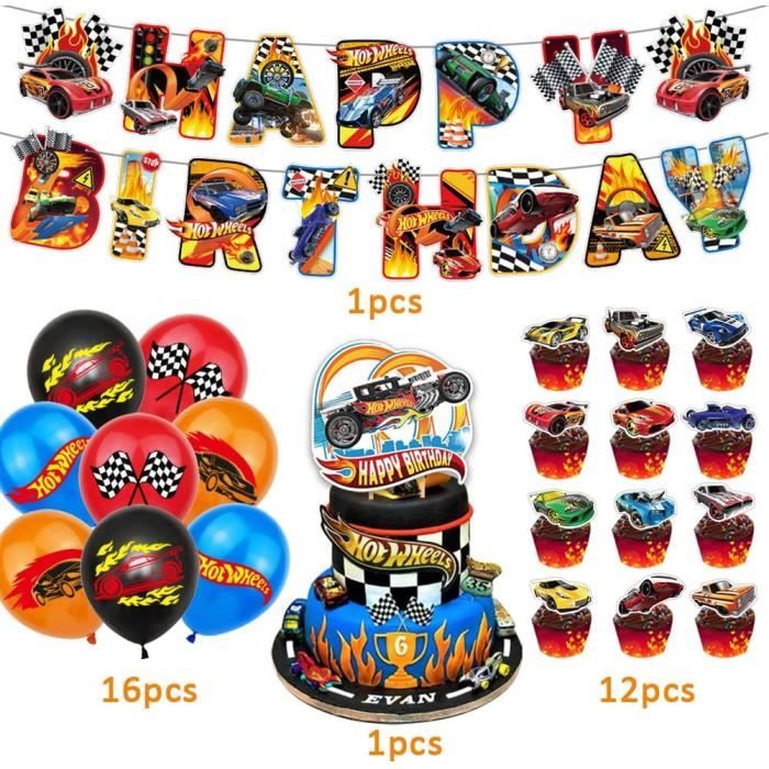 TOOAD Lot De 53 Fournitures De Fête D'anniversaire De Construction Kits D Corations Camion Benne Basculante Avec 2 Ballons En Aluminium Pour D Enfants