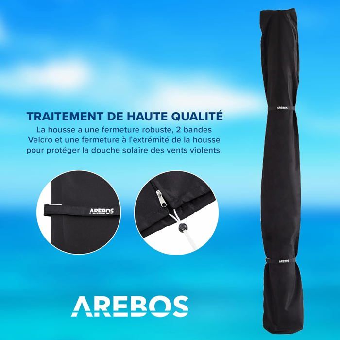Douche Solaire Arebos 35L - Chauffe Naturel Au Soleil Avec Thermomètre Intégré