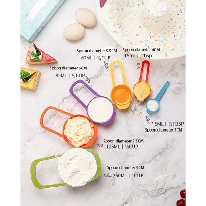 Cuillères Doseuses Pliables - Lot De 2 Avec 6 Tailles - Pour Mesurer Ingrédients Secs Et Liquides - Magnétiques