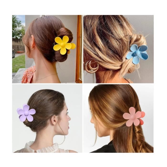 Lot De 6 Pinces à Cheveux En Forme De Fleur - Acrylique, Pour Cheveux épais Ou Fins, Neuf