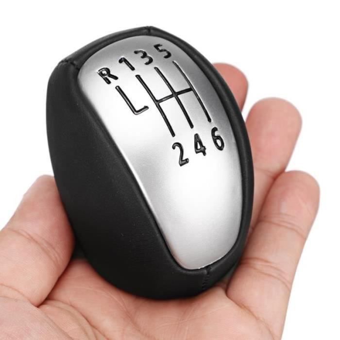 Pommeau De Levier De Vitesse Cuir/ABS 6 Vitesses Pour Renault Laguna 3 (2007-2015) - Noir/argent
