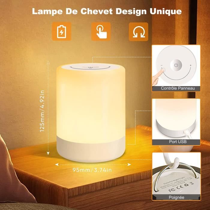 Lampe de Bureau Lampe de Chevet sans Fil Tactile Dimmable LED avec Batterie  Lampe de Lit pour Enfants Portable RVB Lumière[320] - Cdiscount Maison