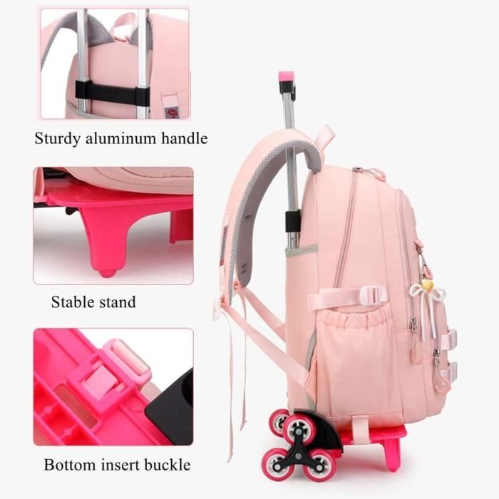 Sac à Dos pour Enfant Cartable a roulettes, Fille Sac Primaire Scolaire Sac  à Dos Trolley à 6 Roues pour Quotidien et Voyage 3-8 Ans - Cdiscount  Bagagerie - Maroquinerie