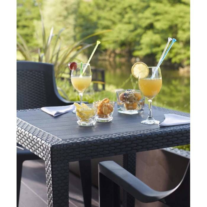 Table de jardin King Angulaire Anthracite 79x79x72cm Aspect