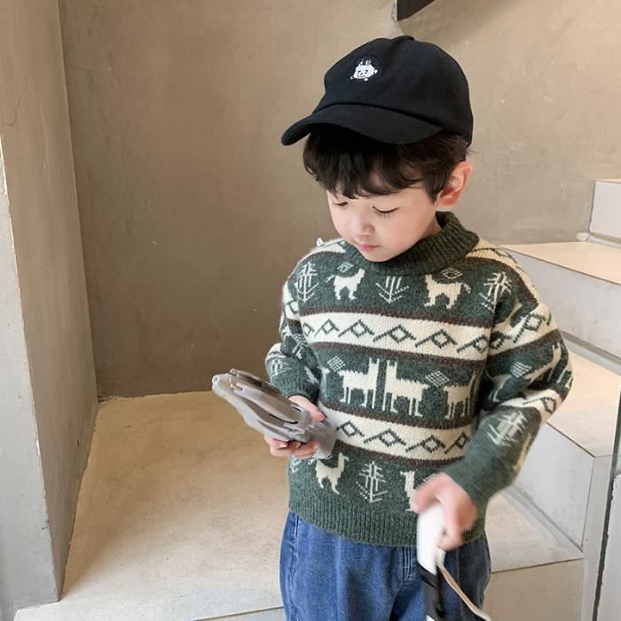 Garcons epaissir pull de Noel bebe hiver tricots style occidental enfants automne hiver hauts Vert Cdiscount Pret a Porter
