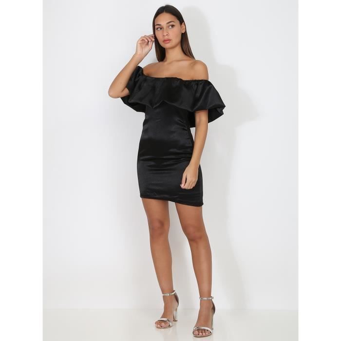 Robe noire sales col bardot