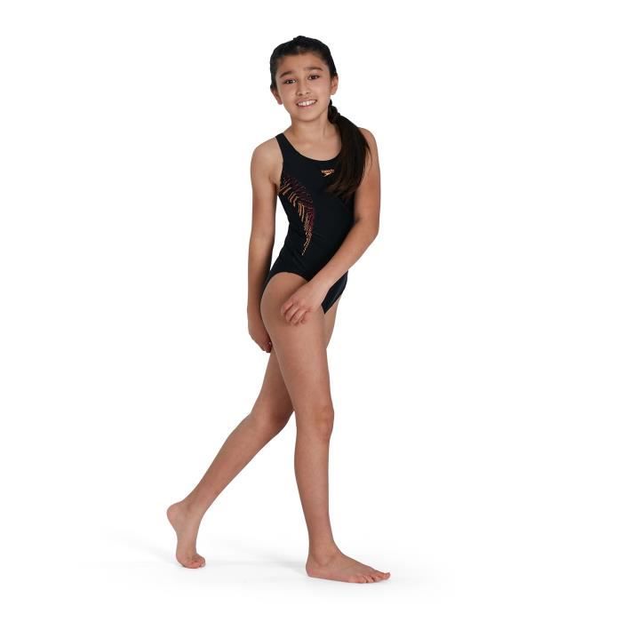 Maillot de bain 1 pi ce fille Speedo Placem Muscleb black papaya