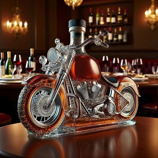 Décanteur à Vin En Forme De Moto - Bouteille En Verre Vide Design Pour Whisky, Vin Ou Liqueur - Cadeau Original Pour Motard