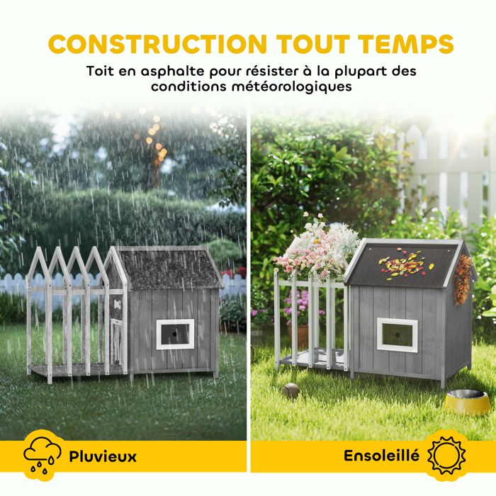 Niche pour Chien Exterieur en Bois - 87 x 102 x H85 cm - TIMBELA M405-1 | Leroy Merlin