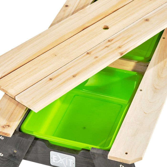 Table à Sable Et Eau EXIT Toys – Bois De Cèdre FSC – 2 Bacs + Couvercle – 69x94x50 Cm – Multi-jeux