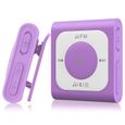 AGPTEK 64Go MP3 Bluetooth 5.2 Sport avec Clip, Lecteur de Musique Portable avec Radio FM Son HiFi Capacité de 13000+ Titres,Violet-0
