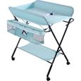 FEINIS Table à langer bébé, Table à langer pliable, avec roues, réglable en hauteur, pliable, multifonctionnel, 80x66x98cm Bleu-0