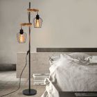 Homefire vintage lampadaire - 2x E27 têtes en bois - 22 x 22 x 151cm - Câble de 310 cm avec interrupteur - Noir