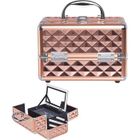 COSTWAY Coffret de Maquillage avec Miroir et Verrouillage Beauty Case Portable 23 x 15 x 18CM pour Coiffeuse,Fournitures de Couture