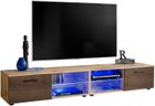 IAMS CHIEN Meuble TV T32-200 Extreme Furniture - LED bleues - Bronze Mat & Bois naturel - Façades en Bois Mat - L(2x100)cmcmxH34cmxP45cm